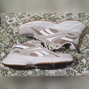 Size 12 - Reebok Royal Charge Y2K Chunky Sneakers White/Brown Mens Suede